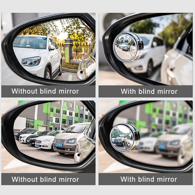 ESreake 2PCS small Blind Spot Mirror,2"" Round HD Glass Convex Rear View Mirror,Strong Adhesive Mirror for Car, Van, SUV and Trucks (2""(50mm), Silver frame) - Image 4